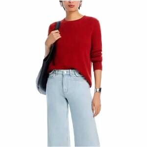 NEW C BY BLOOMINGDALE'S cashmere boxy crewneck top in red